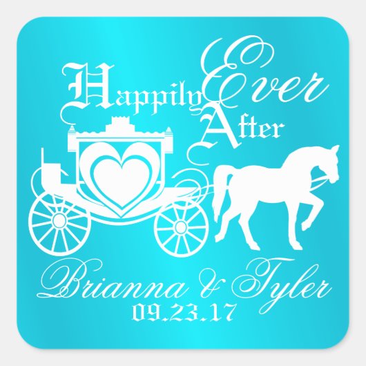 Storybook Carriage Happy Ever After Vierkante Sticker (Voorkant)