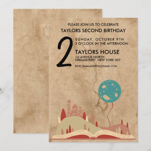 Storybook Castle Fairy Tale  verjaardagsfeestje Kaart (Voorkant / Achterkant)