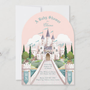 Storybook Castle geïllustreerd roze Baby shower Kaart