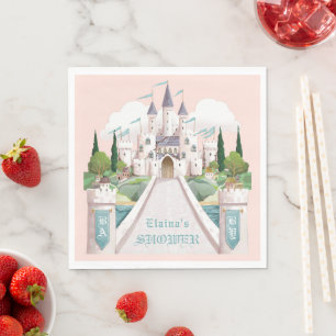 Storybook Castle geïllustreerd roze Baby shower Servet