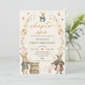 Storybook Chapter One 1st Birthday Invitation Kaart (Staand voorkant)