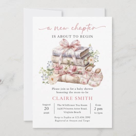 Storybook Coquette Book New Chapter Baby Shower Kaart (Voorkant)