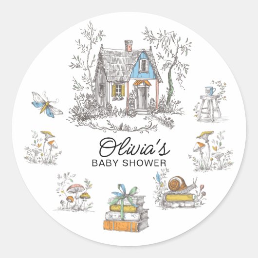 Storybook Cottage Baby Shower Favor Sticker (Voorkant)