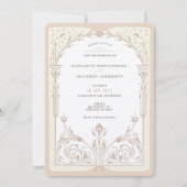 Storybook Cream Taupe Elegantie Bruiloft uitnodigi Kaart (Voorkant)