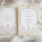 Storybook Cream Taupe Elegantie Bruiloft uitnodigi Kaart