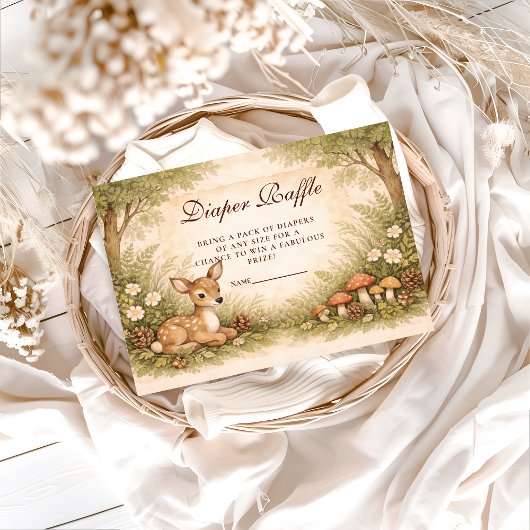 Storybook Deer Baby Diapper Raffle Informatiekaartje