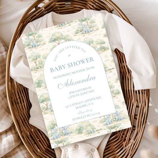 Storybook Dinosaur Baby Shower Kaart