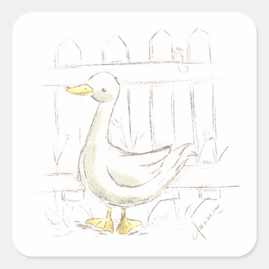 Storybook Duck Vierkante Sticker (Voorkant)