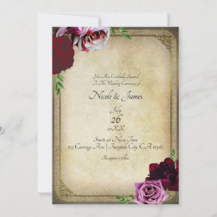  Storybook Elegant Dark Pink Floral Wedding Kaart