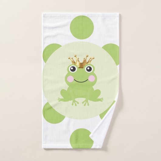 Storybook Fairy Tale Frog Prince Green Stippen Bad Handdoek (Handdoek)