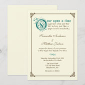 Storybook Fairytale Weddenschap - Donkere Blauwgro Kaart (Voorkant / Achterkant)