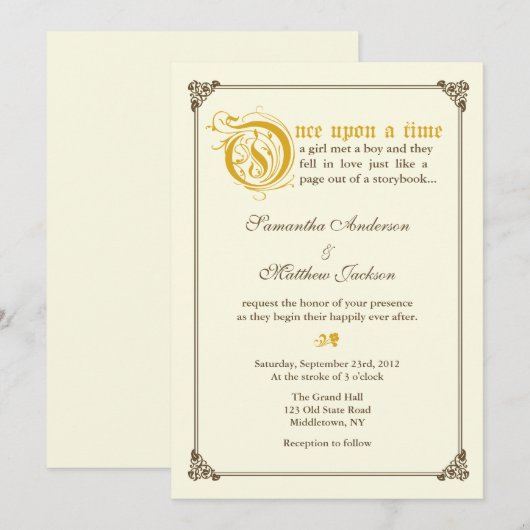 Storybook Fairytale Weddenschap - Gold Kaart (Voorkant / Achterkant)