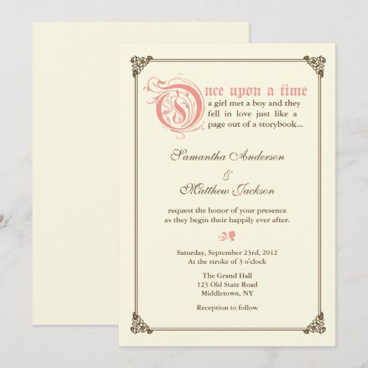 Storybook Fairytale Weddenschap - Roze Kaart (Voorkant / Achterkant)