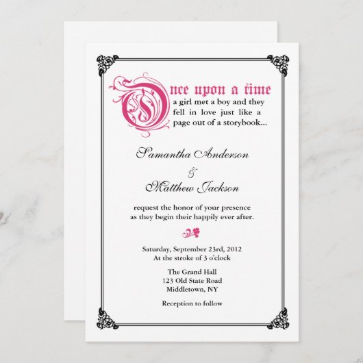 Storybook Fairytale Weddenschap - Roze/Zwart Kaart (Voorkant / Achterkant)