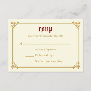 Storybook Fairytale Weddenschap RSVP-kaart - Rood/ RSVP Kaartje