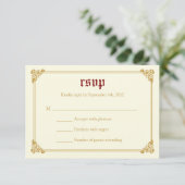 Storybook Fairytale Weddenschap RSVP-kaart - Rood/ RSVP Kaartje (Staand voorkant)