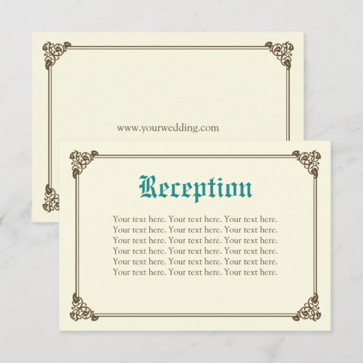 Storybook Fairytale Wedding Insert Kaart - Blauwgr (Voorkant / Achterkant)