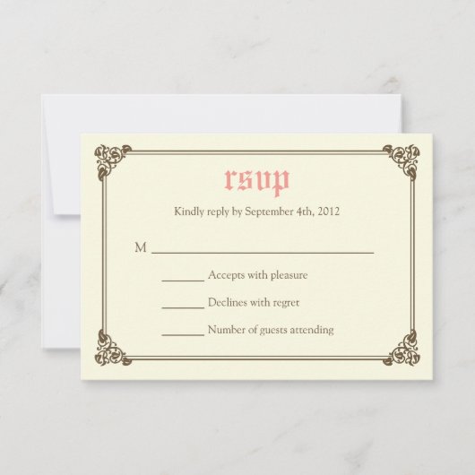 Storybook Fairytale Wedding RSVP Card - Roze (Voorkant)
