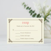 Storybook Fairytale Wedding RSVP Card - Roze (Staand voorkant)