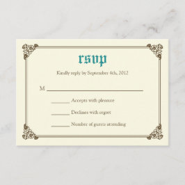 Storybook Fairytale Wedding RSVP-kaart - Blauwgroe RSVP Kaartje