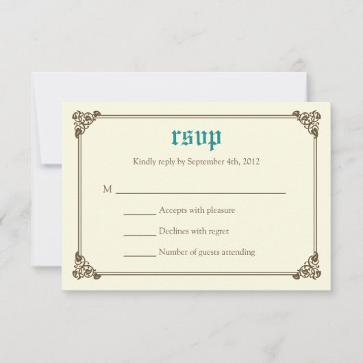 Storybook Fairytale Wedding RSVP-kaart - Blauwgroe RSVP Kaartje (Voorkant)