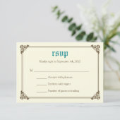 Storybook Fairytale Wedding RSVP-kaart - Blauwgroe RSVP Kaartje (Staand voorkant)