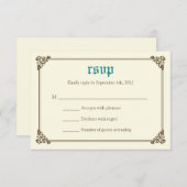 Storybook Fairytale Wedding RSVP-kaart - Blauwgroe RSVP Kaartje (Voorkant / Achterkant)