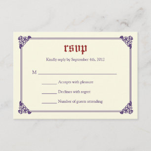 Storybook Fairytale Wedding RSVP-kaart - Rood/Paar RSVP Kaartje