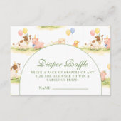 Storybook Farm Animals Pastel Diapper Raffle Informatiekaartje (Voorkant)