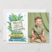 Storybook First Chapter Verjaardag Fotouitnodiging Bedankkaart (Voorkant)