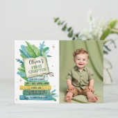 Storybook First Chapter Verjaardag Fotouitnodiging Bedankkaart (Staand voorkant)