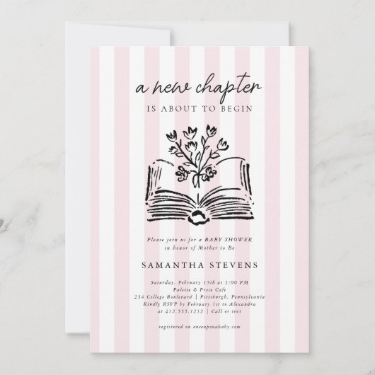  Storybook Floral A New Chapter Begins Baby Shower Kaart (Voorkant)