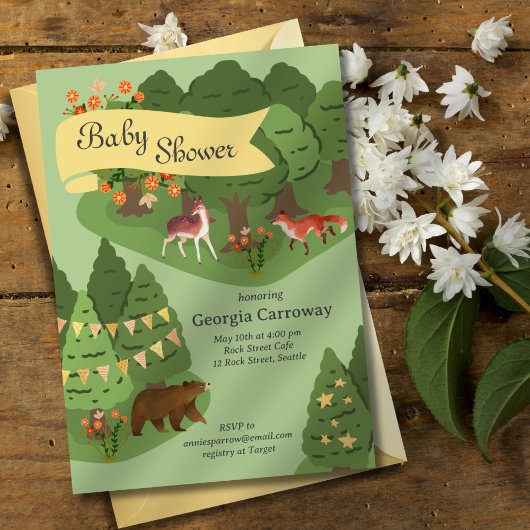 Storybook Forest Baby shower Invitation Kaart