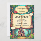 Storybook Forest Woodland Castle Fairytale Wedding Save The Date (Voorkant)