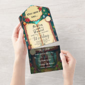 Storybook Forest Woodland Castle Sprookjeshuwelijk All In One Uitnodiging (Afscheurbaar)