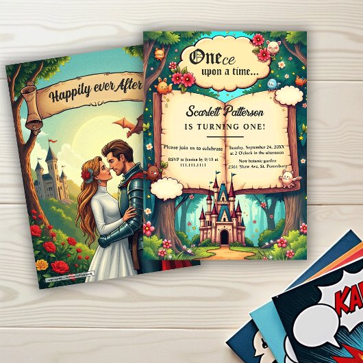 Storybook Forest Woodland Fairytale 1st Birthday Kaart