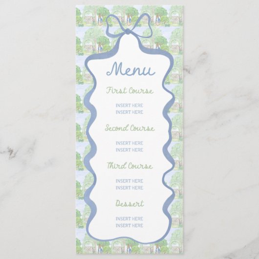 Storybook Garden Rabbit Inspired Baby Shower menu (Voorkant)