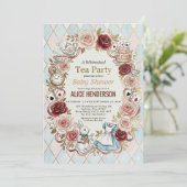 Storybook Garden Tea Party Baby Shower Kaart (Staand voorkant)