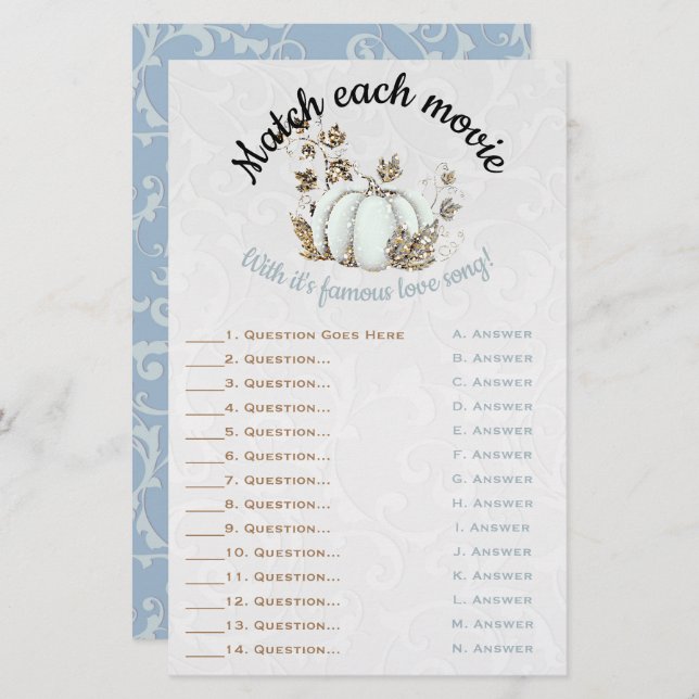 Storybook Gold White Pumpkin Bridal Game (Voorkant / Achterkant)