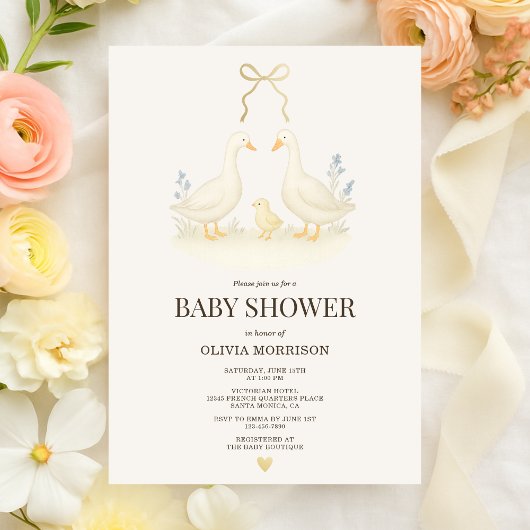 Storybook Goose & Chick Baby Shower Kaart