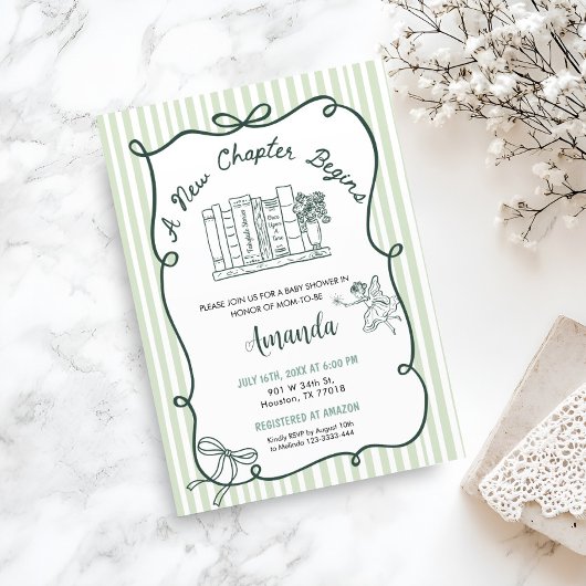 Storybook Green Baby Shower  Kaart
