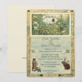 Storybook Kitten Huwelijksuitnodiging Kaart (Voorkant / Achterkant)