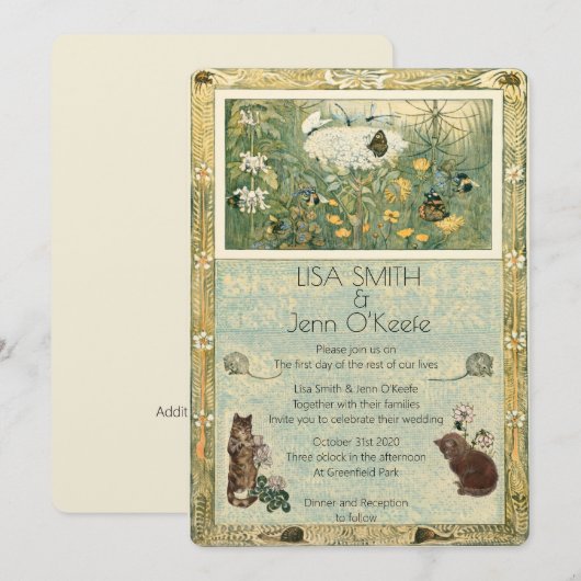  Storybook Kitten Huwelijksuitnodiging Kaart (Voorkant / Achterkant)