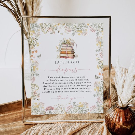 Storybook Late Night Luiers Game Sign Wildflower Poster