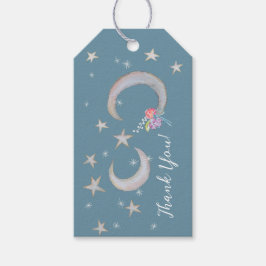 Storybook Moon Star Flowers Bedankt Baby shower Cadeaulabel