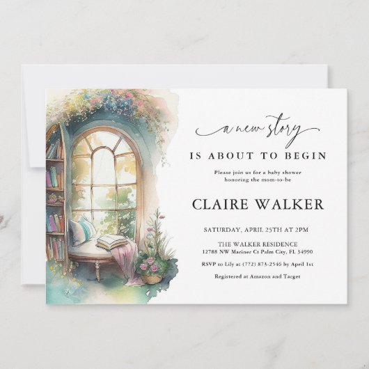 Storybook New Chapter Book Theme Baby shower Kaart (Voorkant)