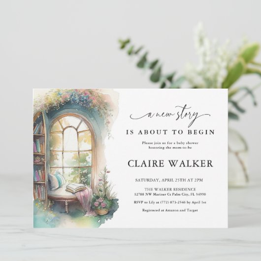 Storybook New Chapter Book Theme Baby shower Kaart (Staand voorkant)