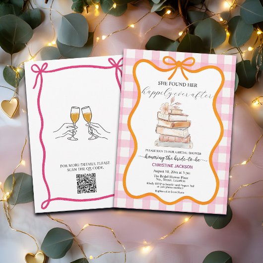 Storybook 'New Chapter' QR Code Bridal Shower Kaart