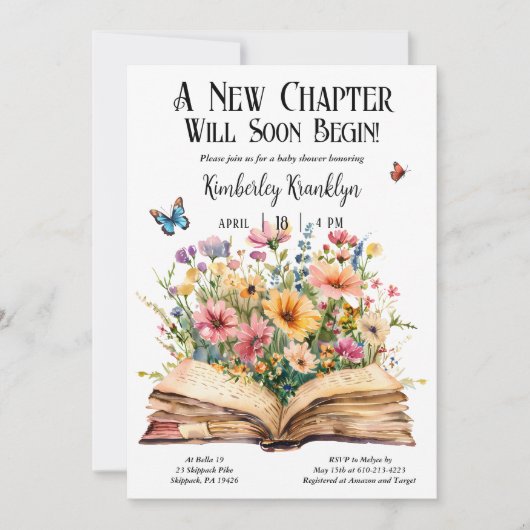 Storybook Nieuw Chapter Baby shower Wildflower Kaart (Voorkant)