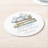 Storybook Nieuw Chapter Blauwe boog baby boy showe Ronde Kartonnen Onderzetter (Gebogen)